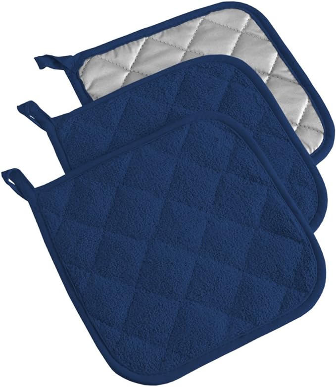 DII Basic Terry Collection Quilted 100% Cotton, Nautical Blue, 3 Piece by DII