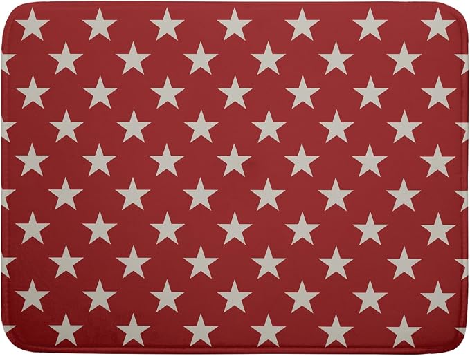 Patriotic July of 4th Red Star Dish Drying Mat by Aytipun