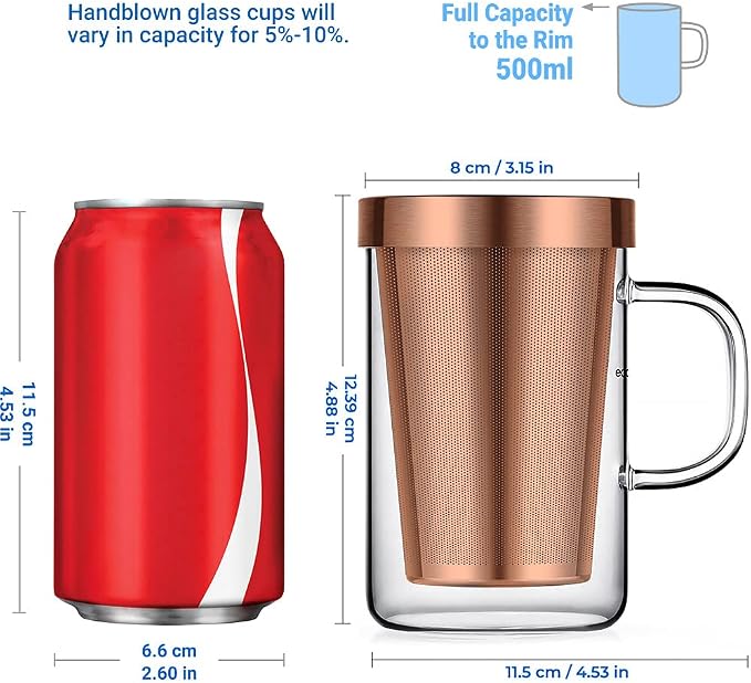 ecooe Tea Infuser Mug 16.9oz Glass Tea Cup - Image 2