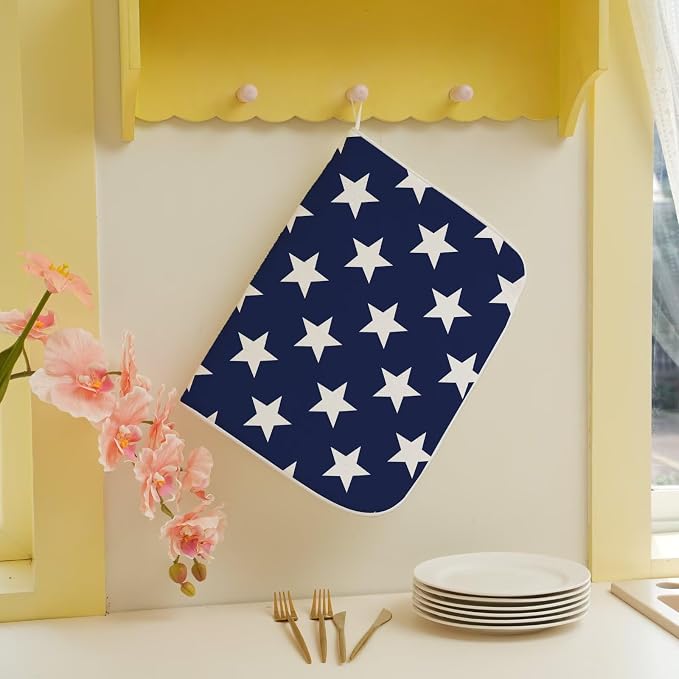 4th of July Dish Drying Mat 18 x 24 inch Independence Day Blue Stars Decorative - Image 5