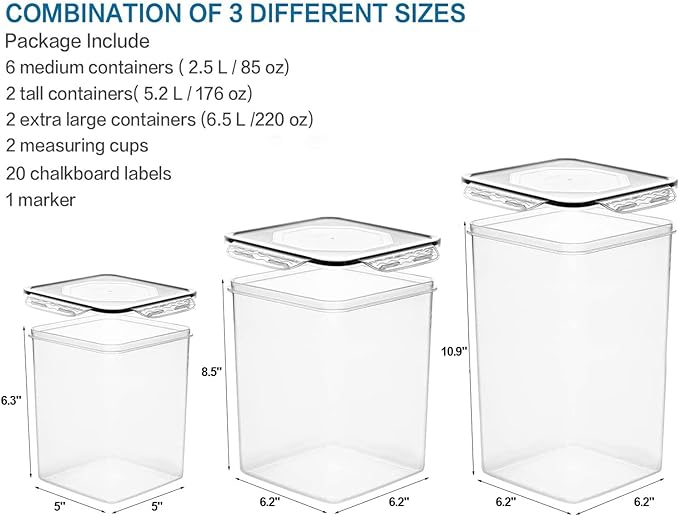 VERONES Large Tall Airtight Food Storage Containers, 10 PACK Plastic Airtight - Image 2