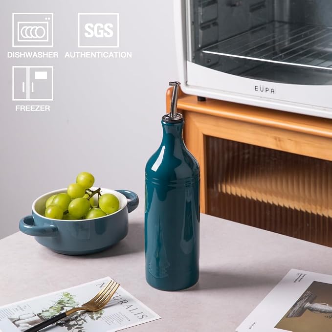 Sweejar Large Ceramic Olive Oil Dispenser Bottle, Opaque Oil Cruet Protects to - Image 2