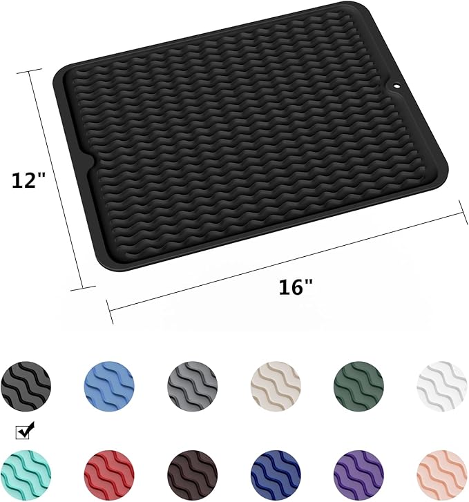 ZLR Silicone Dish Drying Mat for Kitchen Counter, Eco-Friendly Fast Dry Dish Mat - Image 6
