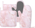 Oven Mitts and Pot Holders Light Pink Marble Art Silicone Kitchen Accessories by DADABULIU