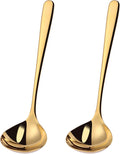 9.5 Inch Gold Ladle Spoons SUS304 Stainless Steel Soup Ladle 2 oz. Gravy Sauce by Mafier