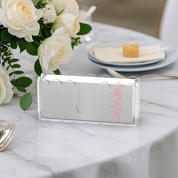 LUGUNU Clear Acrylic Napkin Holder – Scalloped Tray - Image 7