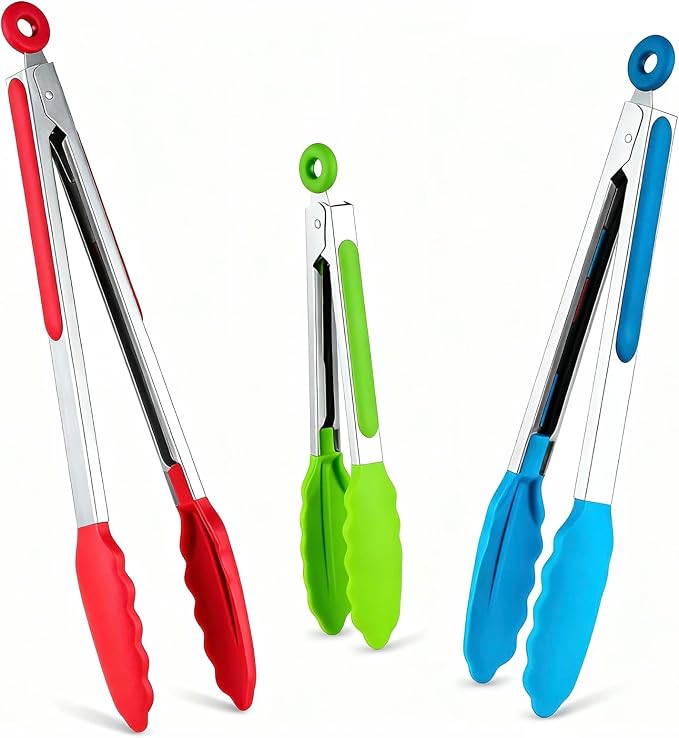 Kitchen Tongs Set of 3, Cooking Tongs by DAILYKISN