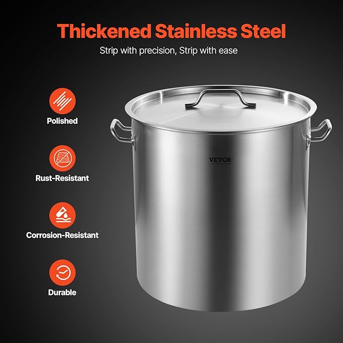 VEVOR Stainless Steel Stockpot, 84 Quart Large Cooking Pots, Cookware Sauce Pot - Image 3