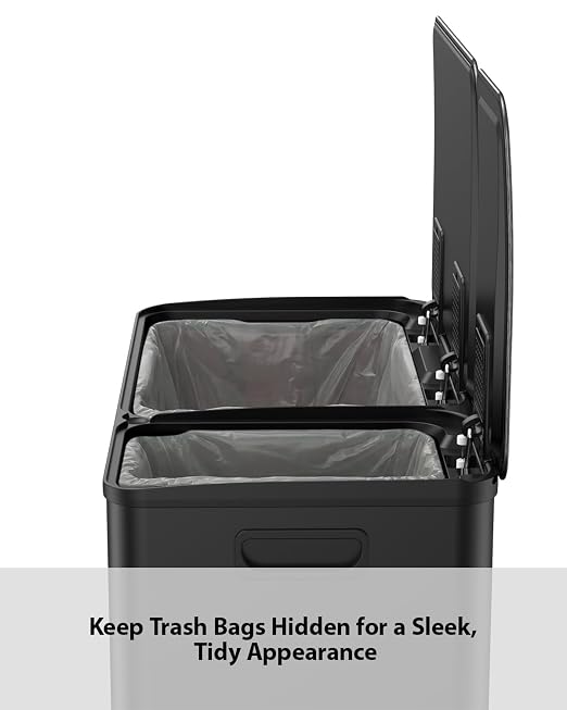 Lovewind Double Trash Can Kitchen, 13+5.5 Gallon Stainless Steel Dual Trash and - Image 6