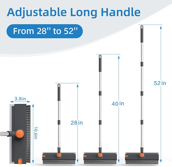 Scrub Brush with Long Handle, Floor Scrub Brush Squeegee Broom - Image 7