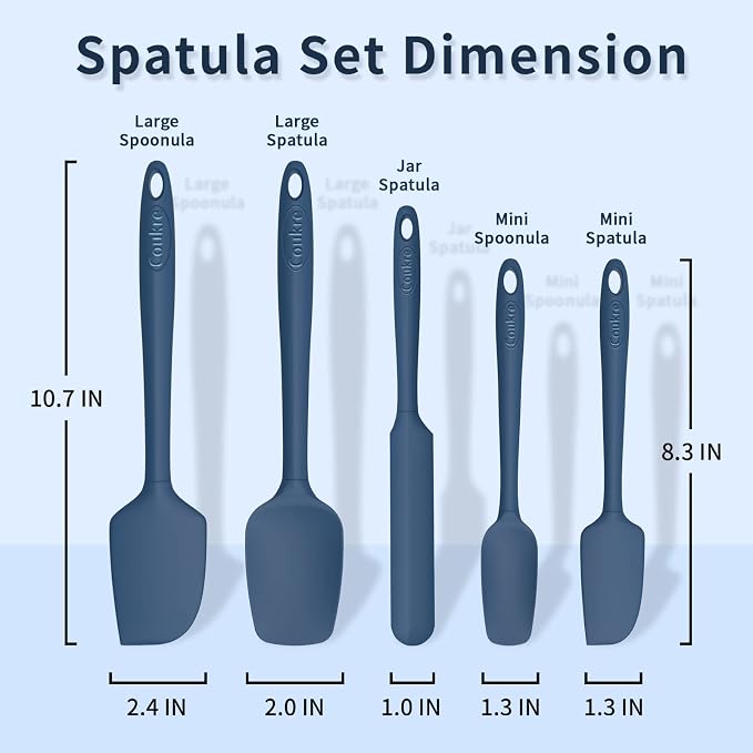 Coukre Silicone Spatula Set of 5, High Temperature Resistant, Food Grade - Image 2