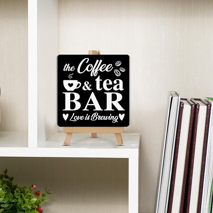 Coffee Bar Decor, Coffee Tea Bar Wood Sign - Image 5