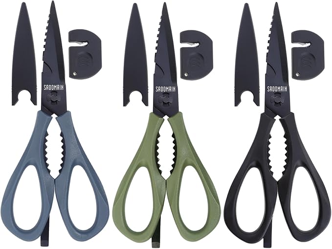 3-pack Kitchen Scissors All Purpose, Heavy Duty Kitchen Shears by SADOMAIN