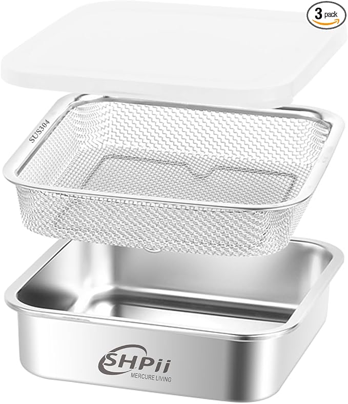 Square Colander Set, 304 Stainless Steel by SHPii