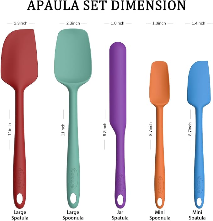 Coukre Silicone Spatula Set of 5, High Temperature Resistant, Food Grade - Image 2