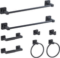 Matte Black Bathroom Hardware Set 8 Pieces, Towel Bar Set Stainless Steel Wall by bluebyrne