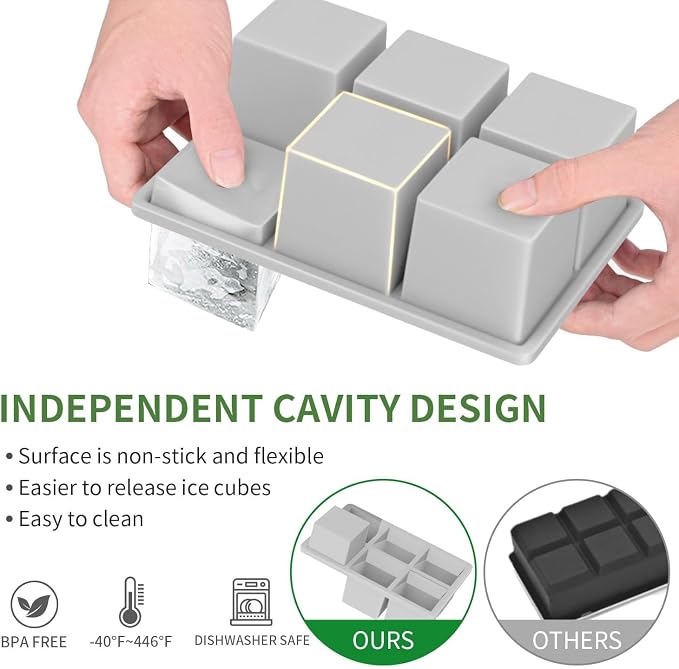 Large Ice Cube Tray for Whiskey: FDDBI Big Square Ice Cube Maker for Cocktail - Image 4