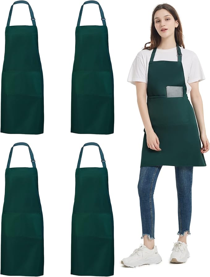 4 Pack Chef Apron, Waterproof Apron, Adjustable Apron by loteaf