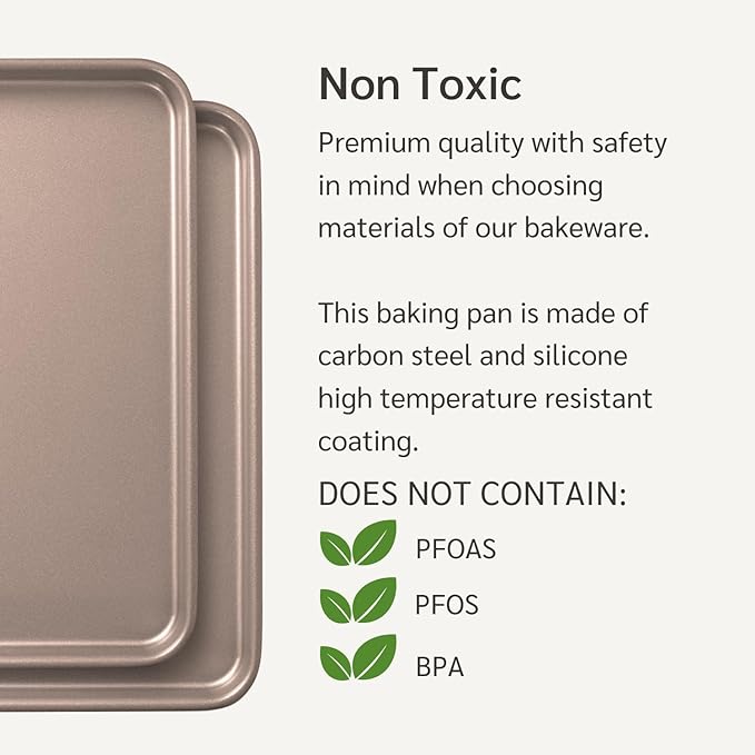 HAPPIELS 9 x 13-Inch Nonstick Quarter Sheet Pan Set of 2 | Non-Toxic, Rimmed - Image 7