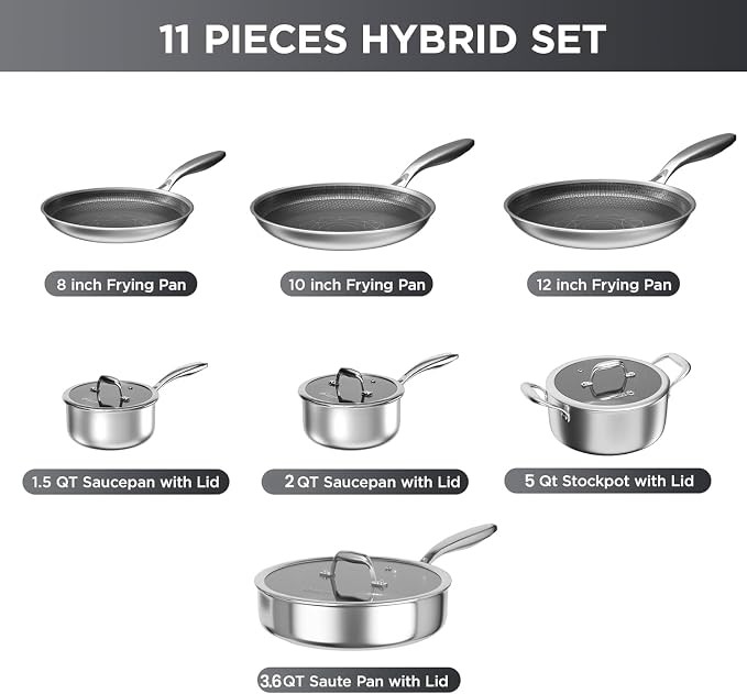 COOKER KING Stainless Steel Cookware Set, Hybrid Ceramic Cookware, Non-Stick - Image 5