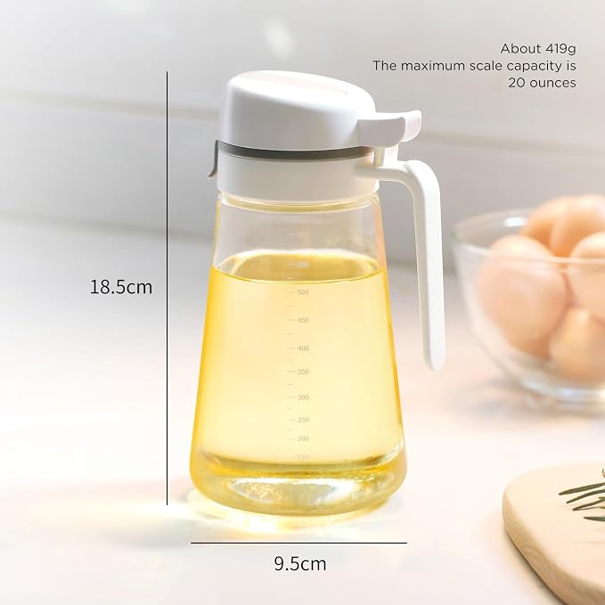 Auto Flip Glass Olive Oil Dispenser Bottle - 22oz Clear Cruet - Image 4