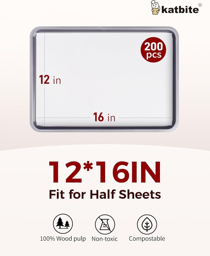 Katbite 200PCS 12x16 In Heavy Duty Flat Parchment Paper, Parchment Paper Sheets - Image 2