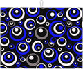 Blue Black White Geometric Circle Dish Drying Mat by Unknown