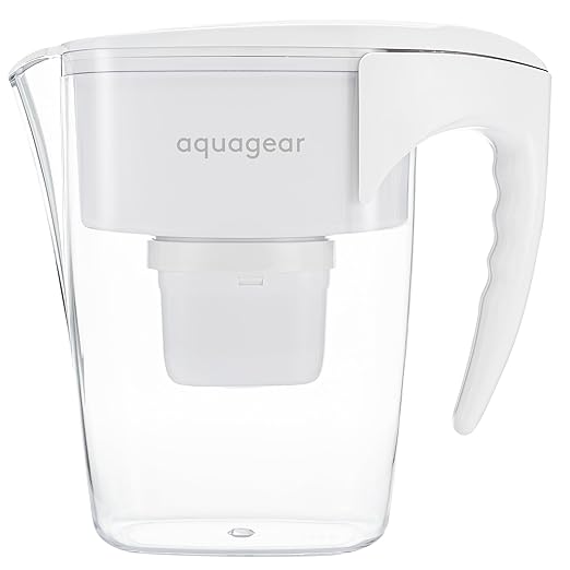 Aquagear Water Filter Pitcher – Lead, Microplastics Filter, 10 Cup, 120 Gallon by Aquagear