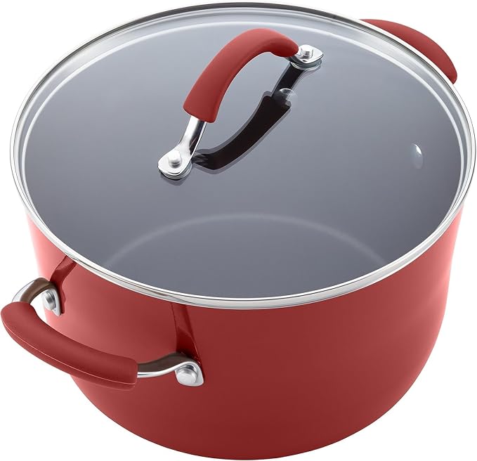 Rachael Ray Cucina Nonstick Cookware Pots and Pans Set, 12 Piece, Cranberry Red - Image 12