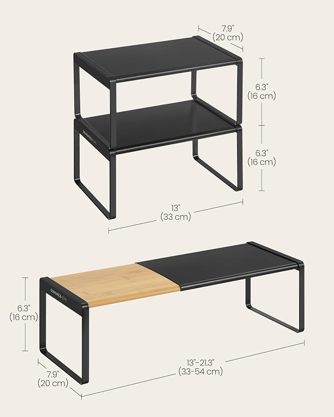 SONGMICS HOME Spice Racks, Expandable Cupboard Shelf Orgnizers, Kitchen Counter - Image 3