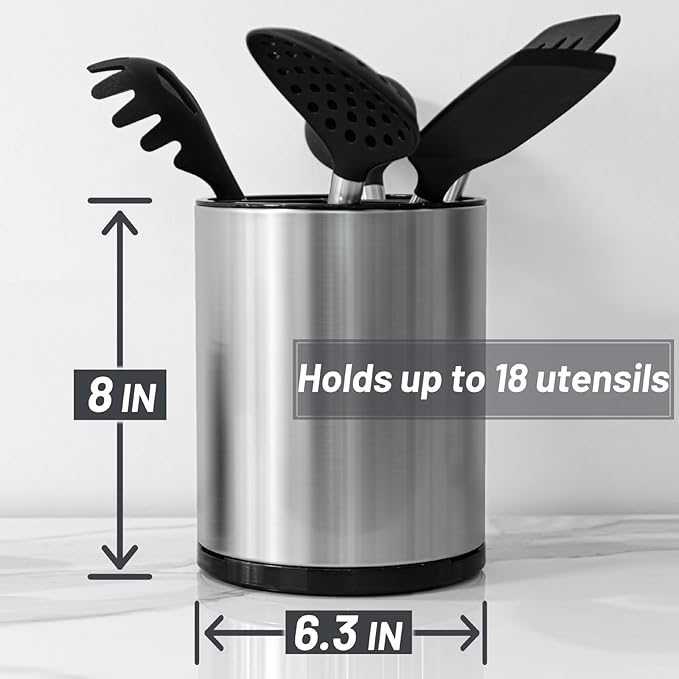 Kitchen Utensil Holder for Countertop 360° Rotating Utensil Caddy Extra Large - Image 4