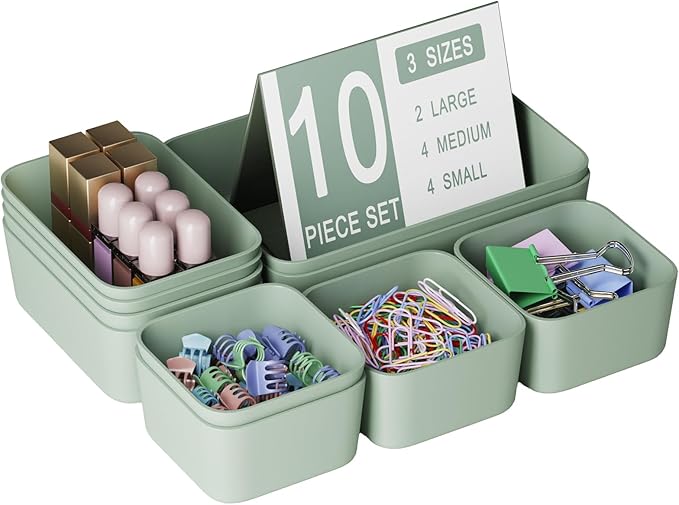 Plastic Drawer Organizers, Bathroom and Vanity Organizer Plastic Tray, Makeup by Homhut