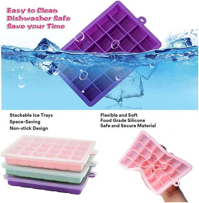 TAO CICADA Ice Cube Tray, 3 Pack Silicone Ice Cube Molds, Ice Cube Trays - Image 6
