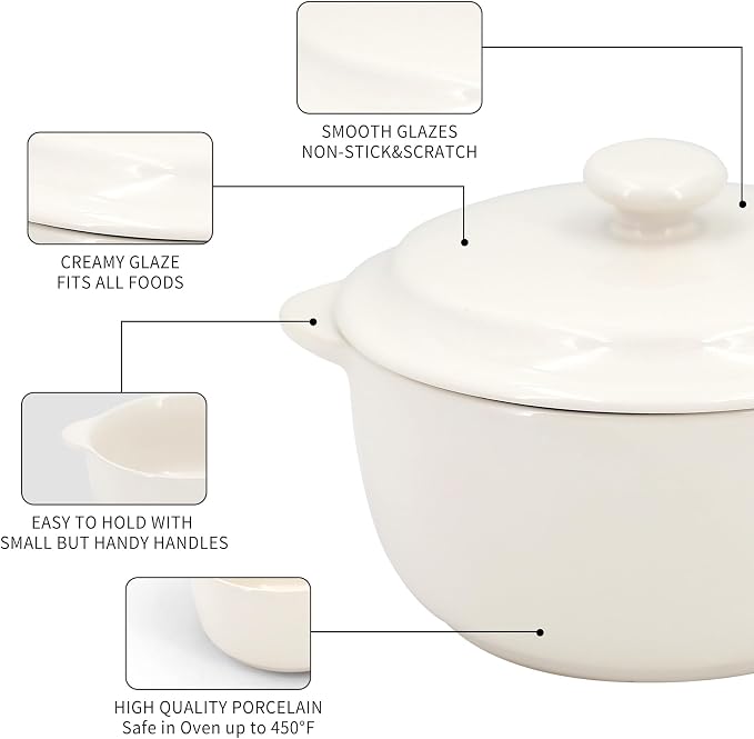 4-Pack Ceramic Mini Cocotte Set, 10 Oz Stoneware Casserole Dishes - Image 7