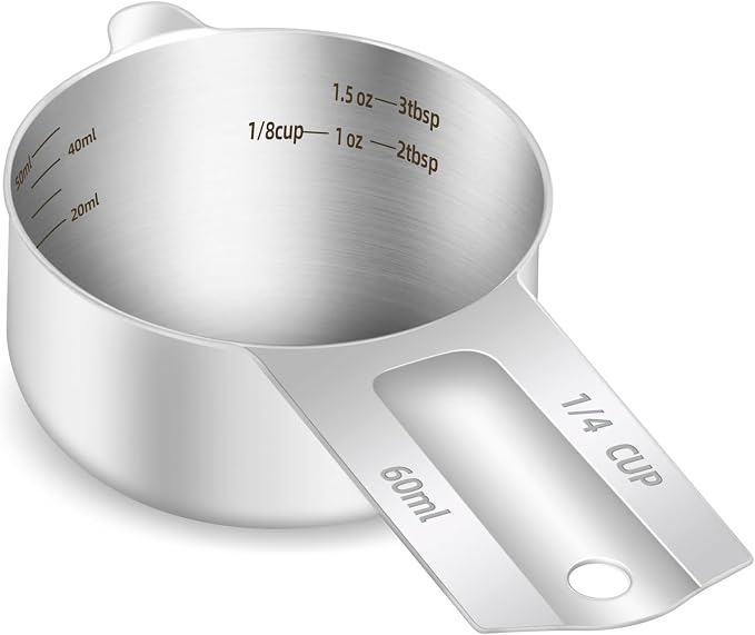 1PCS 1/4Cup Single Measuring Cup, Etched Inner Scale Stainless Steel Measure by BERYLER