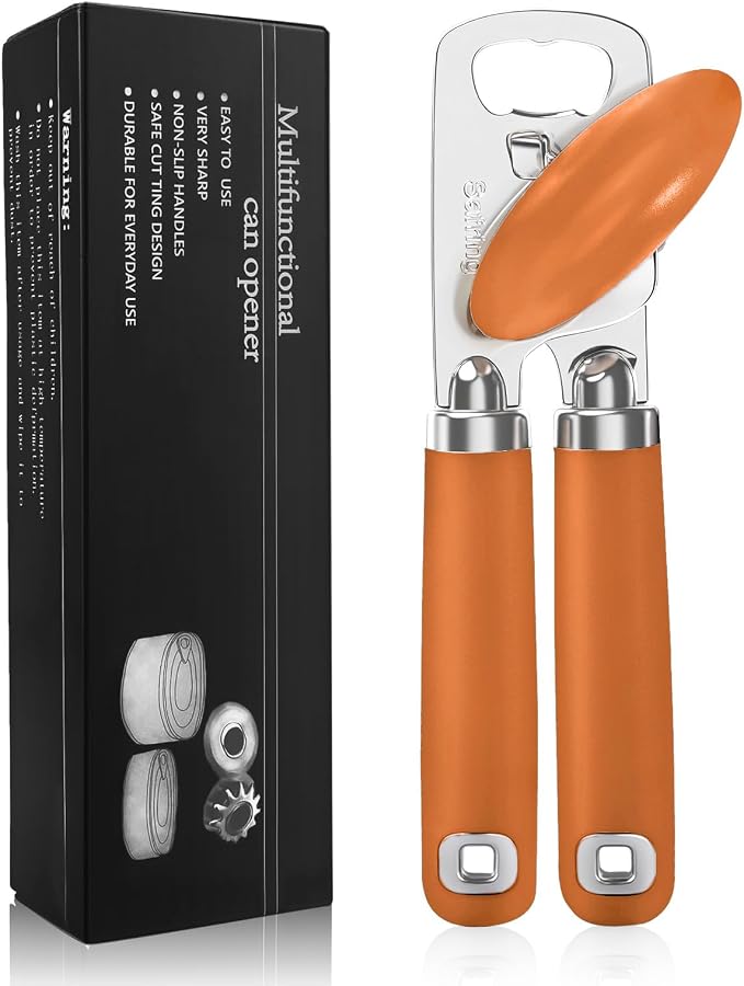 Safring Can Opener Manual, Heavy Duty Stainless Steel Smooth Edge Can Opener by Safring