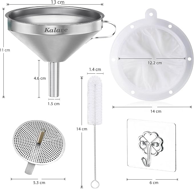 KALAVE Premium Stainless Steel Funnel, 5 Inch Food Grade Kitchen Funnels - Image 2