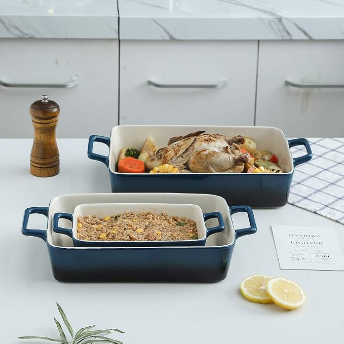 KOOV Bakeware Set, Ceramic Baking Dish, Rectangular Baking Pans Set, Casserole - Image 4