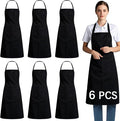 Bib Apron - Unisex Black Aprons 6 Pockets Cooking Kitchen Apron by WelcometoARKBAODAN