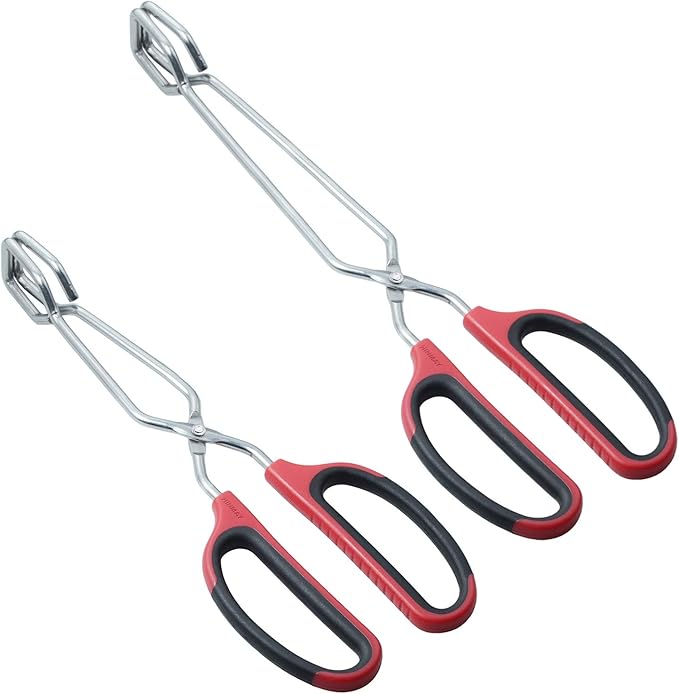 HINMAY Stainless Steel Scissor Tongs 10-Inch and 12-Inch Set by HINMAY