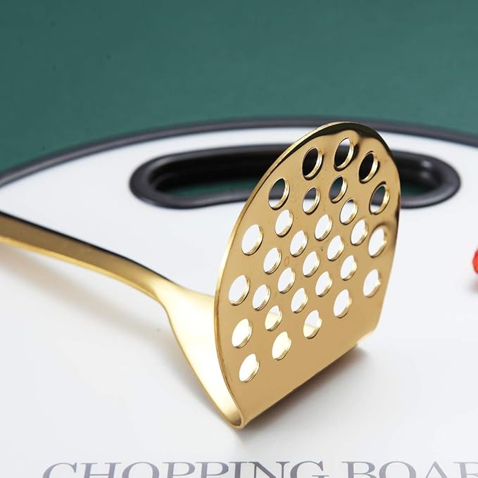Gold Potato Masher, Berglander Heavy Duty Metal Potato Ricer Stainless Steel - Image 5