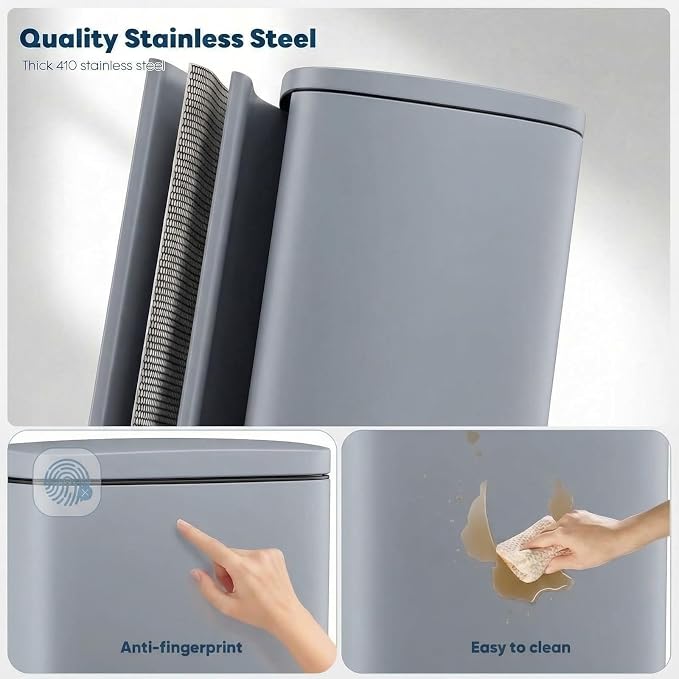 13.2 Gal Kitchen Trash Can, 50L Recycling or Garbage Bin, Brushed Stainless - Image 3