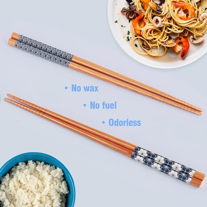 GLAMFIELDS Bamboo Chopsticks Reusable Japanese Style Lightweight 5 Pairs Ramen - Image 3