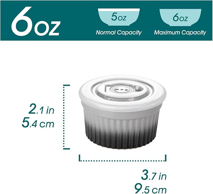 vancasso 6 oz Ramekins with Lid, Porcelain Creme Brulee Souffle Dishes - Image 2