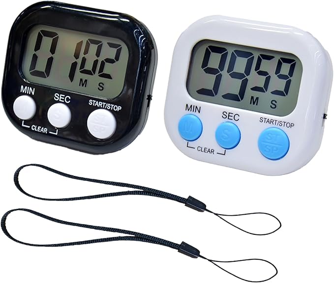 2 Pack Small Digital Kitchen Timer Magnetic Back and On/Off, Classroom Timers by Soseelnee