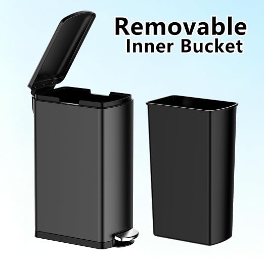 Garvee Slim Kitchen Trash Can 8 Gal, Skinny Stainless Steel Garbage Can - Image 3