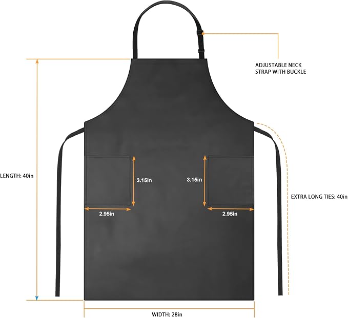 Gotega Waterproof Rubber Vinyl Apron Adjustable Dishwasher Apron - Image 2