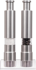 Salt and Pepper Grinder Set, Pump & Grind Peppermill, 2 Refillable Stainless by Halibxion