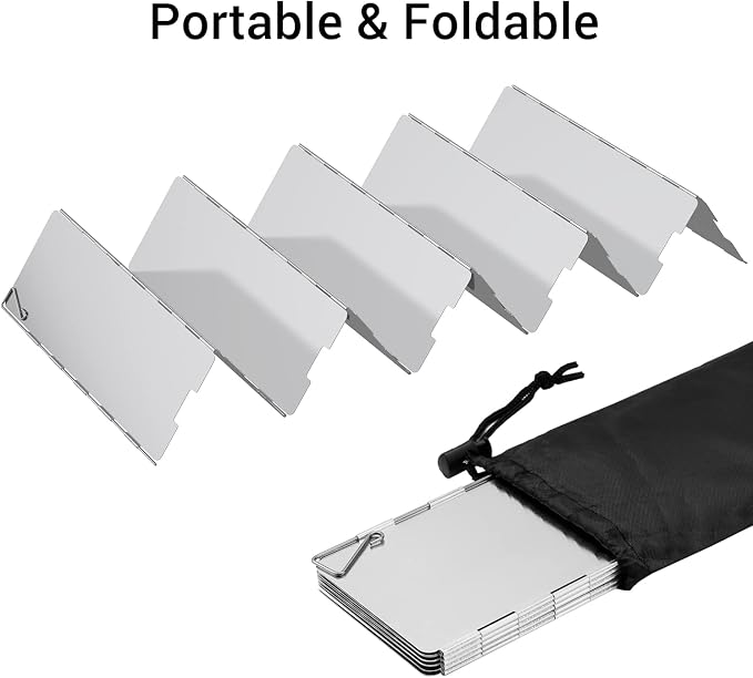 Camp Stove Windscreen, Ohuhu Camping Stove Windscreen 8/10/12 Plates Aluminum - Image 4