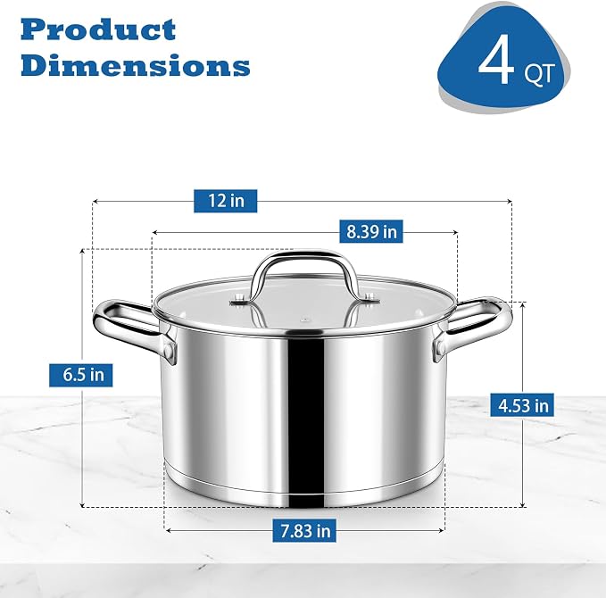 P&P CHEF 4 Quarts Cooking Stock Pot - Image 2